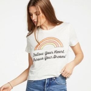 NWT Chaser Follow Your Heart Pursue Your Dreams Rainbow Graphic Tee Shirt Sz M